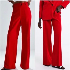 ZARA Straight Leg Pants in Red Size XL